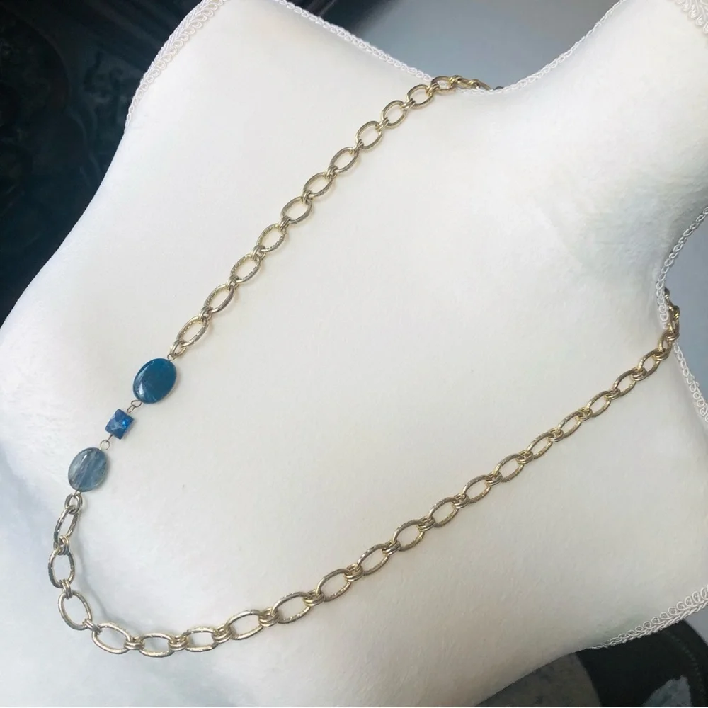 Handcrafted recycled material sodalite natural stone accent necklace